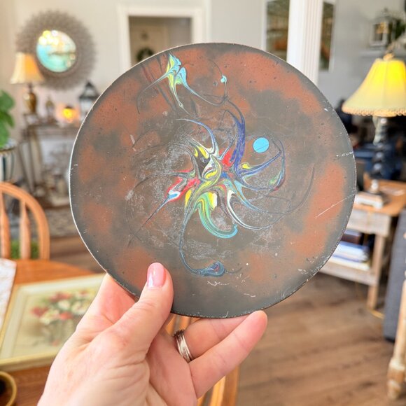 MCM 1960's Pollack Inspired Enamel Copper Plate - Picture 4 of 10
